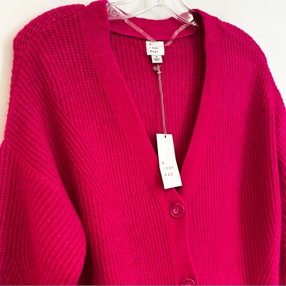 A New Day Target Button Up Sweater Dress Women's Small Fuchsia Casual Y2K Career - Picture 5 of 11